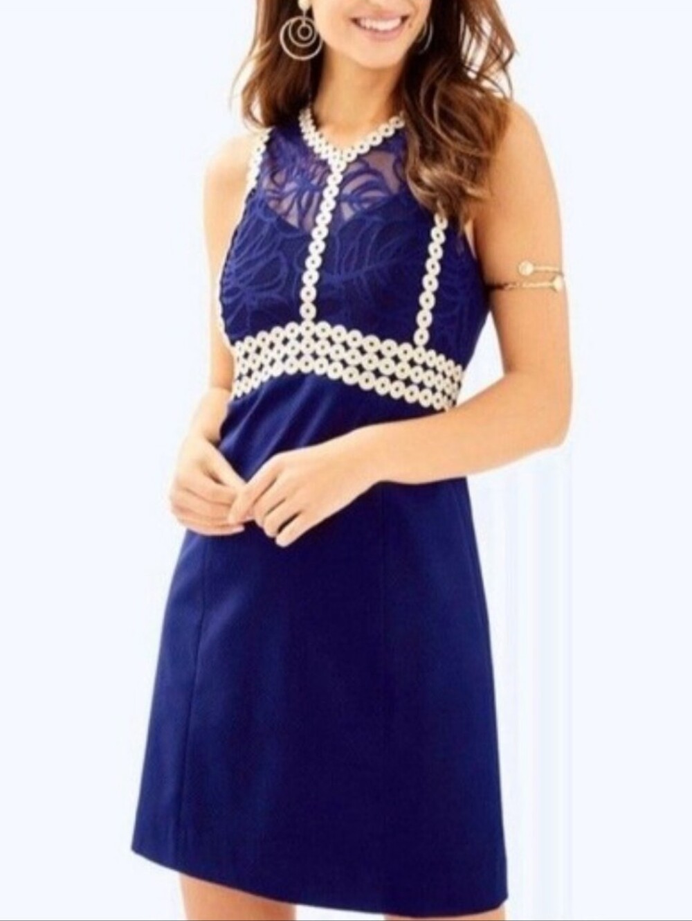 Lilly Pulitzer Blue And White Eyelet Mini Dress